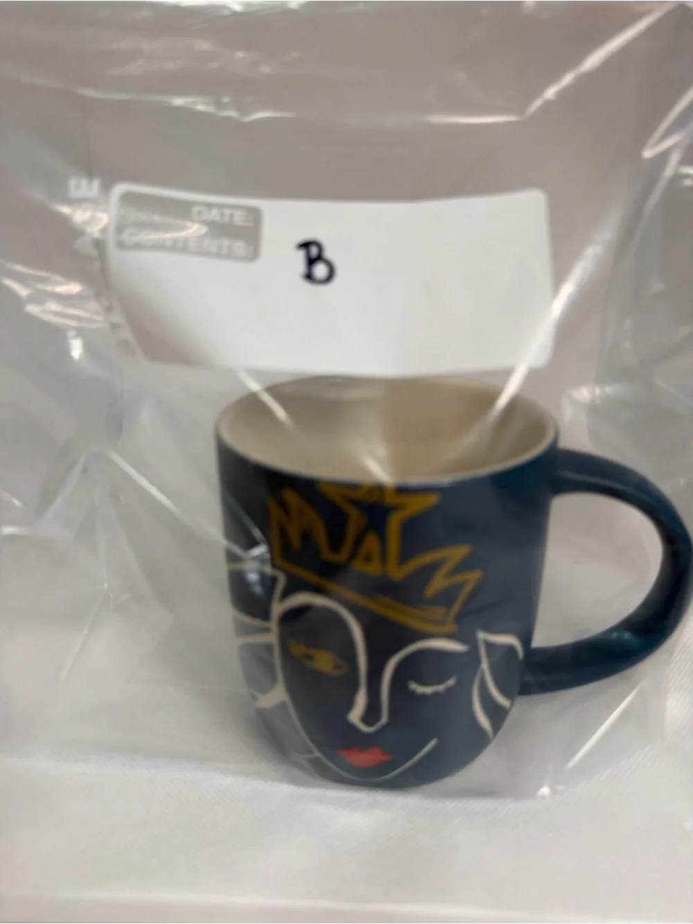 Starbucks 2016 Blue Wink Crown Siren Coffee Mug 14 oz Anniversary Etched Ceramic